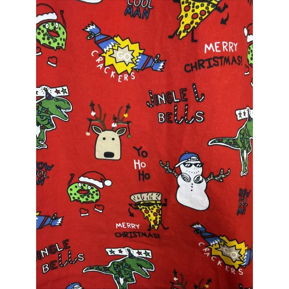 Denim & Flower boys Christmas Shirt large Red Holiday Print Button Up Cotton
